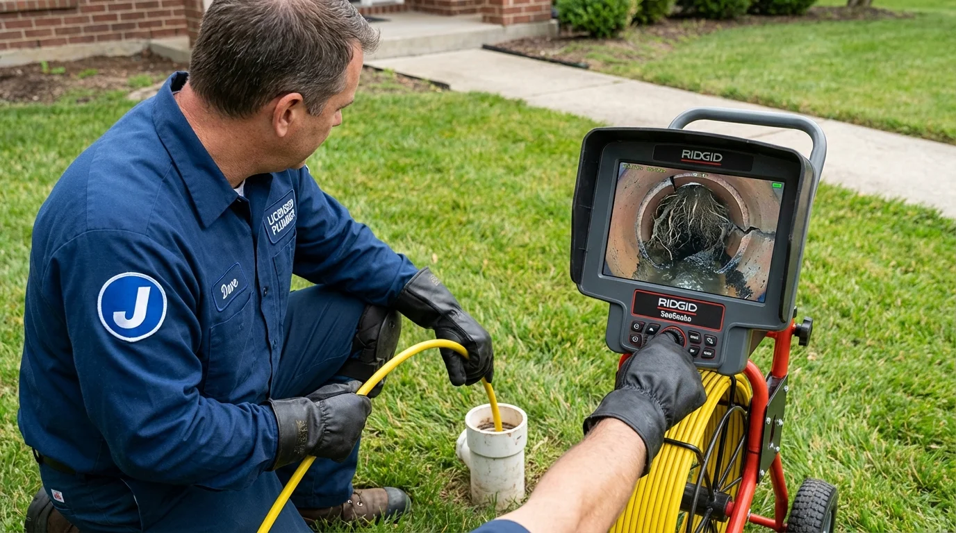 Sewer camera inspection being performed by Johns Plumbing LLC in Galion